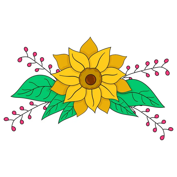 Flores Sol Planta Desenho Doodle —  Vetores de Stock