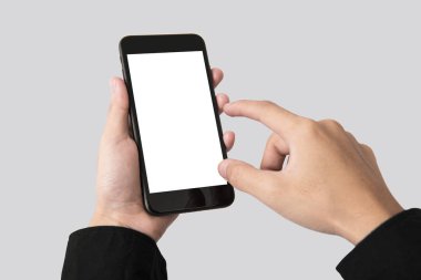 Cep telefonu ve boş ekran reklam ve teknolojik altyapı marka mockup şablon kullanma. 