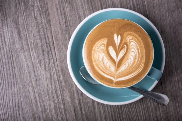 Café Con Leche Capuchino Con Espuma Espumosa Taza Café Vista — Foto de Stock