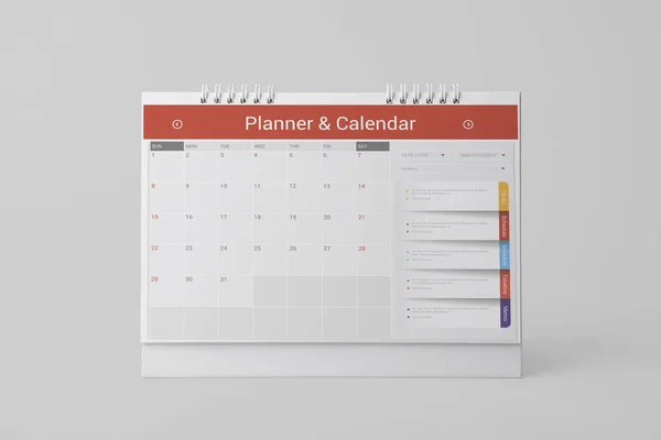 Calendario Spirale Carta Pubblicità Modello Mockup Sfondo Branding — Foto Stock