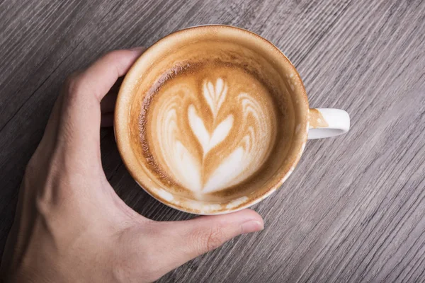 Latte Cappuccino Frothy Foam Coffee Cup Top View Table Cafe — Stock Photo, Image