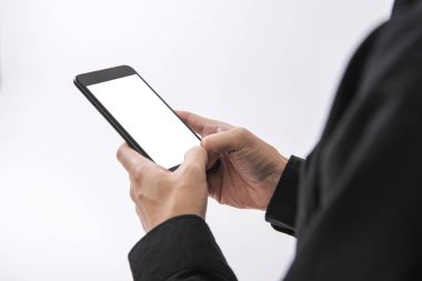 Cep telefonu ve boş ekran reklam ve teknolojik altyapı marka mockup şablon kullanma. 