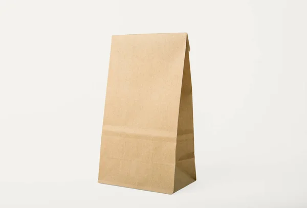 Blank Brown Paper Bag Mockup Template Advertising Branding Background — Stock Photo, Image