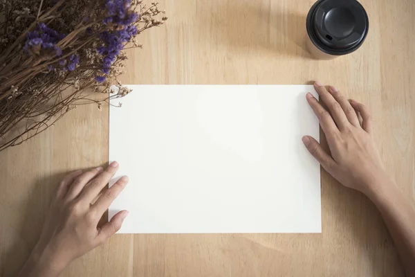 Folleto Papel Blanco Para Logotipo Diseño Plantillas Maqueta Sobre Fondo — Foto de Stock