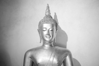 Tek renkli Buda heykeli. Tayland mimari.