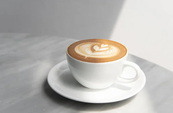 Latte Cappuccino Avec Mousse Mousseuse Café Tasse Vue Sur Dessus — Photo