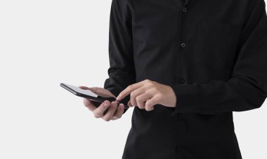 Cep telefonu sosyal medya teknoloji iletişim arka plan kullanarak. 