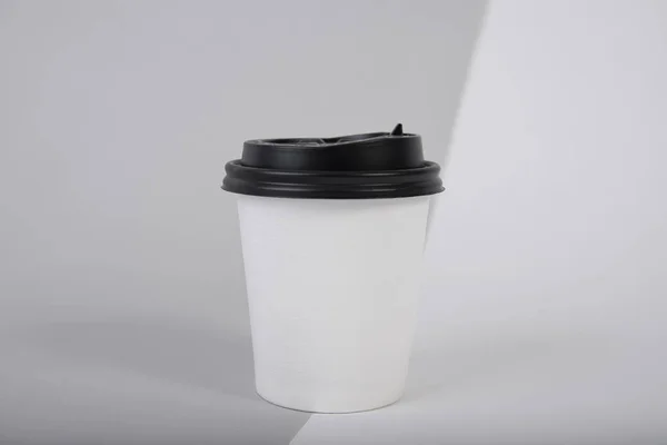 Taza Papel Café Blanco Negro Maqueta Para Marca Diseño Creativo —  Fotos de Stock