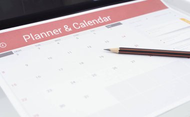 Kalemle günlük kağıdı nı planlayın. yönetim toplantı hatırlatmak 