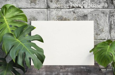 Bahçede Tasarım Mockup Şablonu için Boş Fotoğraf Çerçevesi.