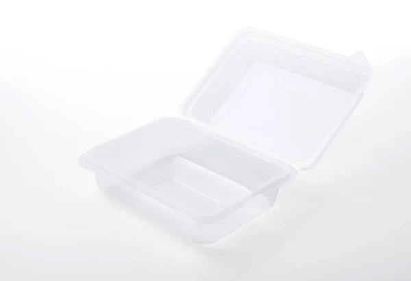 Pacote de caixa de comida de plástico isolado no fundo branco . — Fotografia de Stock