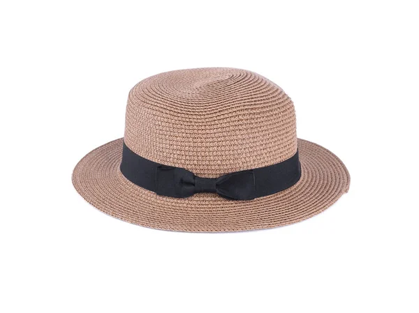 Sombrero de playa de paja aislado sobre fondo blanco. Objeto para el verano recortado . —  Fotos de Stock