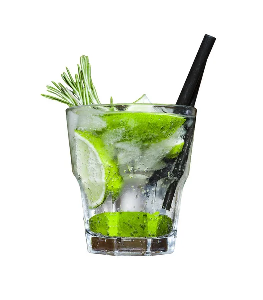 Delizioso Mojito Isolato Bianco Cocktail Alcolico Fresco Drink Lungo Bar — Foto Stock