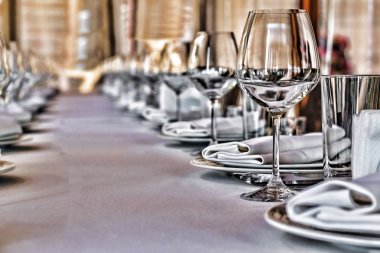 Ziyafet salonu restoran. Kavram: hizmet. Düğün yıldönümü kutlama