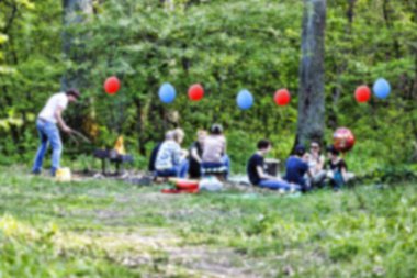bulanıklık. arka plan görüntüsü. arka plan mevsimlik. Doğum günü partisi, arkadaş temiz havada dinlenmek. Tatil Partisi, Barbekü partisi. açık yemek
