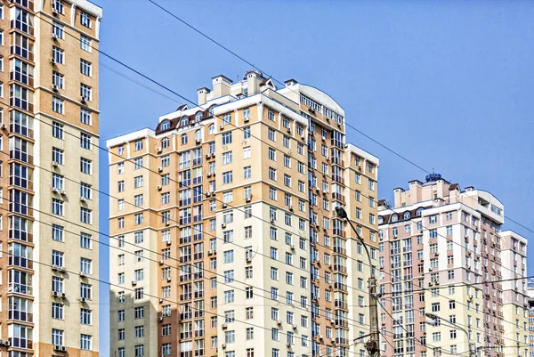 Edificios Residenciales Varios Pisos Amanecer Fachada Edificio Varios Pisos Fragmento —  Fotos de Stock