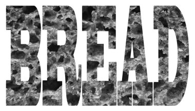 Siyah ve beyaz. Ekmek yazı tipi. Ekmek ekmek doku saydamlığı olan kelime. Taze ekmek.