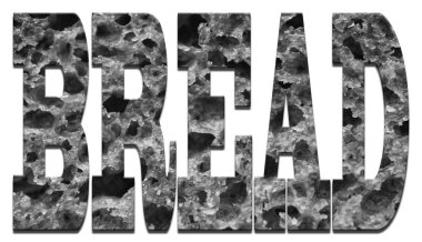 Siyah ve beyaz. Ekmek yazı tipi. Ekmek ekmek doku saydamlığı olan kelime. Taze ekmek.