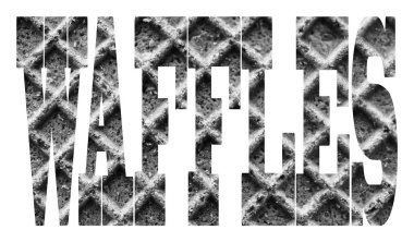 Siyah ve beyaz. Waffle yazı tipi. Word waffle şeffaflık waffle doku ile. Taze gözleme.