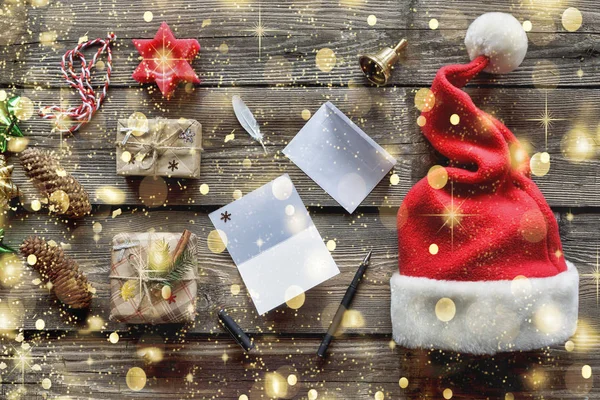 Kerstmis New Year Set Met Sinterklaas Kerstversieringen Geschenken Concept Brief — Stockfoto