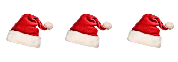 Sfondo Progettazione Cappelli Babbo Natale Isolati Bianco — Foto Stock