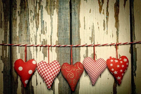 Passado Dia Dos Namorados Corações Travesseiro Simbolizam Felicidade Drama Amor — Fotografia de Stock