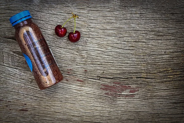 Cherry Detoxikační Nápoj Lahvi Kopie Prostor Zdravé Potraviny — Stock fotografie