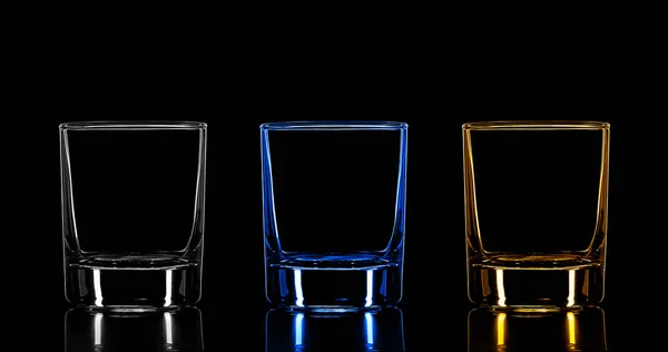 Silhouette, glass, strong alcohol, black background, alcohol, old fashion, whiskey, reflection, party, — Stock Photo, Image