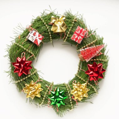 yeşil, modern, yüksek çözünürlüklü, suluboya, kırmızı, kurdele, süs, dekore edilmiş, izole, tasarım