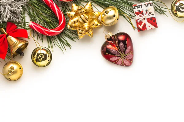 Blahopřání, větve stromů, borovice kužel, akvarel Vánoce, s — Stock fotografie