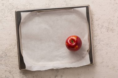 Elmalı turta için olgun elmalar. Yukarıdan görüntüle, en üstten