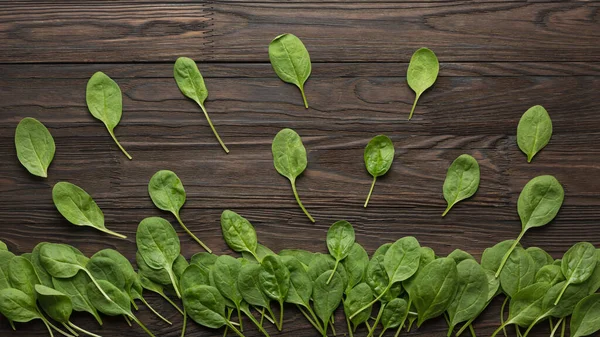 Spinach Background Wooden Table — Stock Photo, Image