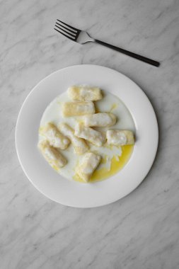 Slav hafif tabağı, vejetaryen yemeği, sağlıklı kahvaltı, üst görünüm.