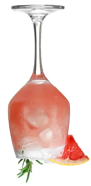 Коктейльный Напиток Грейпфрутом Стекле Ногой Алкогольный Напиток Тропическими Фруктами Трав — стоковое фото