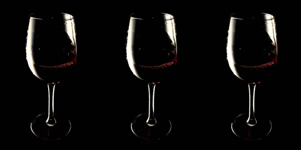 Banner Glasses Red Wine Black Background Vinotheque — Stock Photo, Image