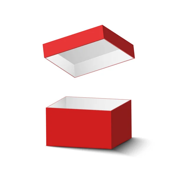 Κόκκινο κουτί απομονώθηκε σε λευκό φόντο με ρεαλιστική σκιά. απεικόνιση διανύσματος — Διανυσματικό Αρχείο