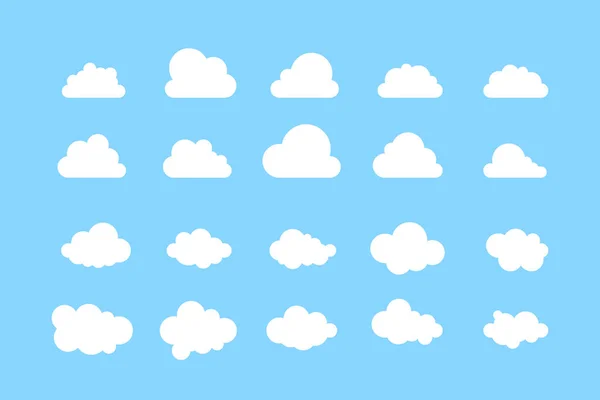 Set Clouds Simple Clouds Isolated Blue Background Vector Illustration — Stock Vector