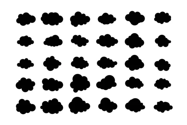 Ensemble Nuages Nuages Simples Isolés Sur Fond Blanc Illustration Vectorielle — Image vectorielle