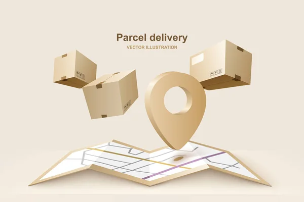 Paket teslimatı. Hızlı dağıtım servisi, vektör illüstrasyonu kavramı