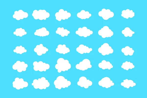 Набір Хмар Прості Хмари Ізольовані Синьому Фоні Векторні Ілюстрації — стоковий вектор