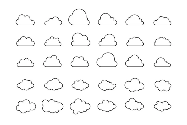 Набір Хмар Прості Хмари Ізольовані Білому Тлі Векторні Ілюстрації — стоковий вектор