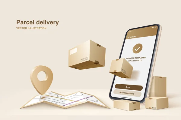 Paket teslimatı. Hızlı dağıtım servisi, vektör illüstrasyonu kavramı