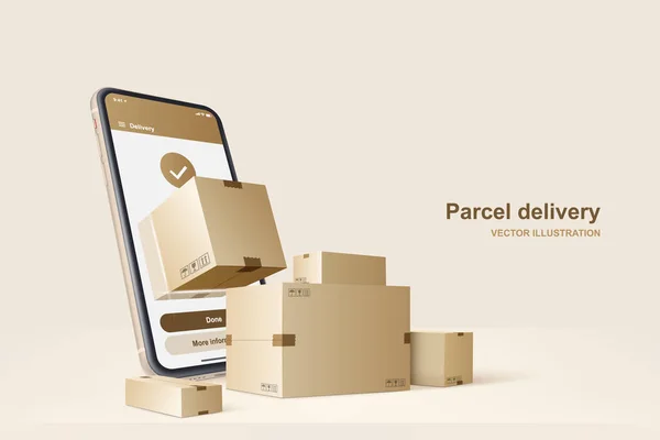 Paket teslimatı. Hızlı dağıtım servisi, vektör illüstrasyonu kavramı