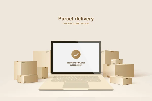 Paket teslimatı. Hızlı dağıtım servisi, vektör illüstrasyonu kavramı