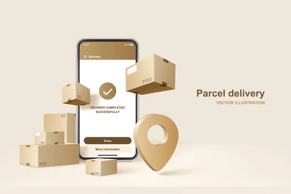 Paket teslimatı. Hızlı dağıtım servisi, vektör illüstrasyonu kavramı
