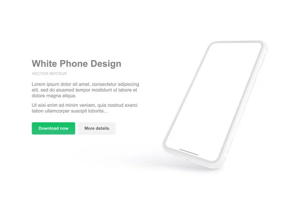 Белый Векторный Дизайн Телефона Презентации App Реалистичный Шаблон Докажитесь Пустого — стоковый вектор