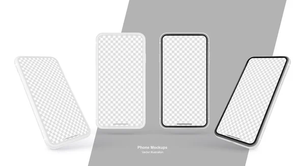 Beyaz arka planda izole edilmiş beyaz vektör telefonu. İş sunumları için boş ekran kullan.