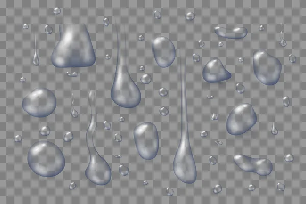 Gotas Agua Transparentes Superficie Transparente Ilustración Vectorial — Vector de stock