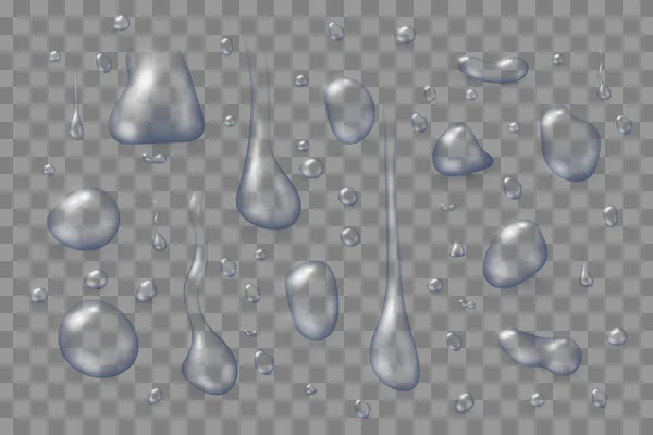 Gouttes Eau Transparentes Sur Surface Transparente Illustration Vectorielle — Image vectorielle