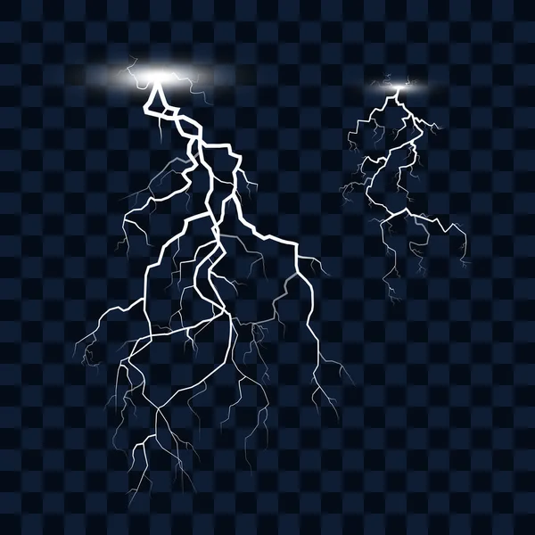 Set Lightnings Isolated Transparent Background Vector Illustration — Stock Vector